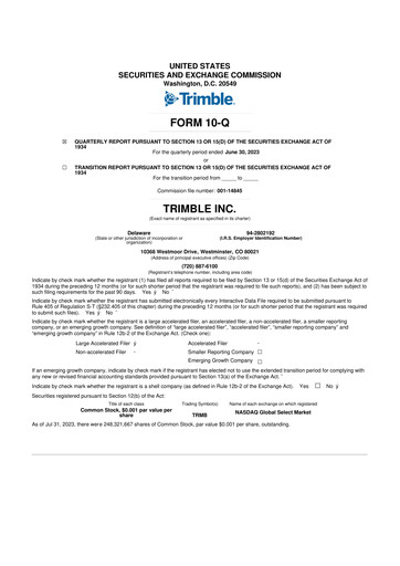 Thumbnail Trimble 10-Q Quarterly Report FY2023 