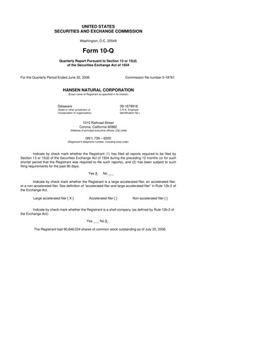 Thumbnail Monster Beverage 10-Q Quarterly Report FY 