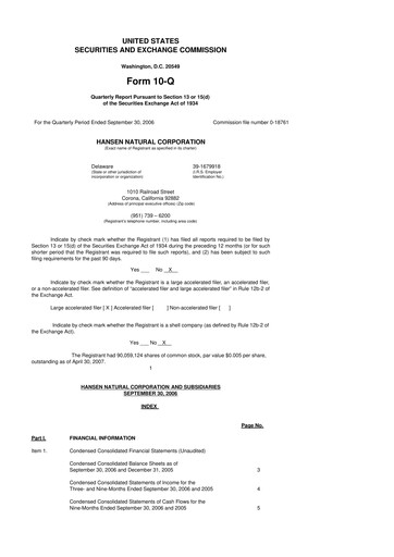 Thumbnail Monster Beverage 10-Q Quarterly Report FY 