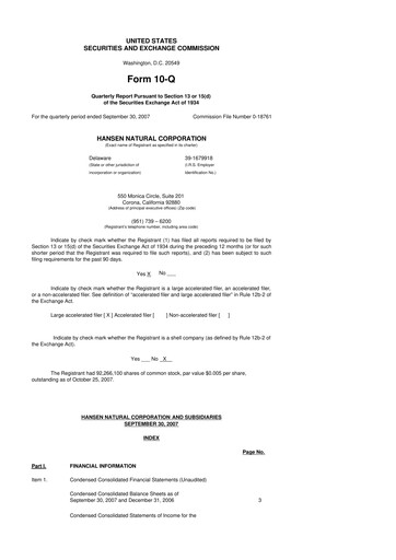 Thumbnail Monster Beverage 10-Q Quarterly Report FY 