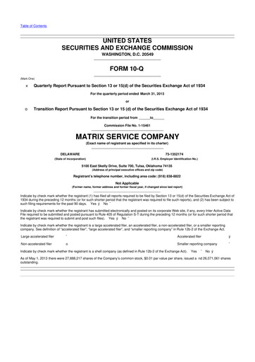 Miniature Matrix Service Company 10-Q Rapport trimestriel 2013 