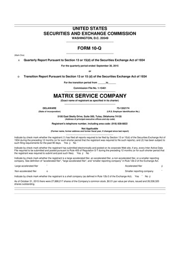 Miniature Matrix Service Company 10-Q Rapport trimestriel 2016 
