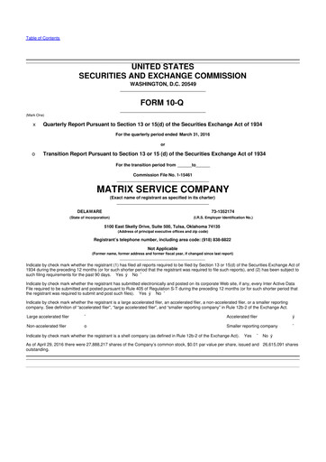 Miniature Matrix Service Company 10-Q Rapport trimestriel 2016 