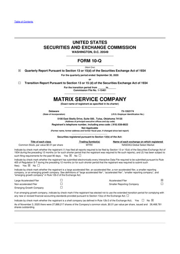 Miniature Matrix Service Company 10-Q Rapport trimestriel 2021 