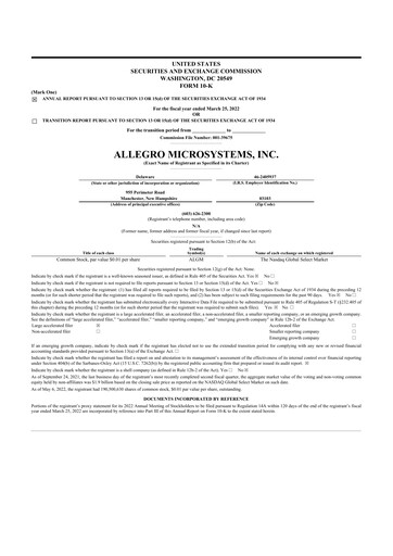 Thumbnail Allegro MicroSystems 10-K Annual Report 2022