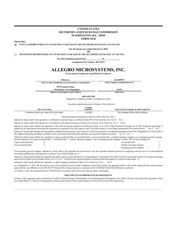 Thumbnail Allegro MicroSystems 10-K Annual Report 2023