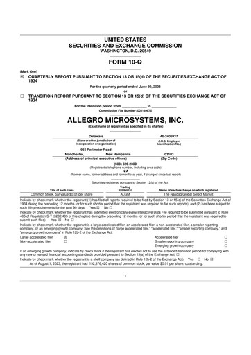 Thumbnail Allegro MicroSystems 10-Q Quarterly Report FY2024 