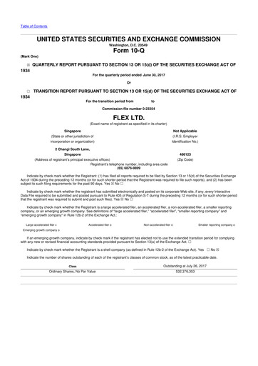 Thumbnail Flex 10-Q Quarterly Report FY2018 