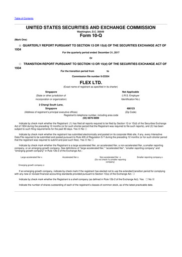 Thumbnail Flex 10-Q Quarterly Report FY2018 