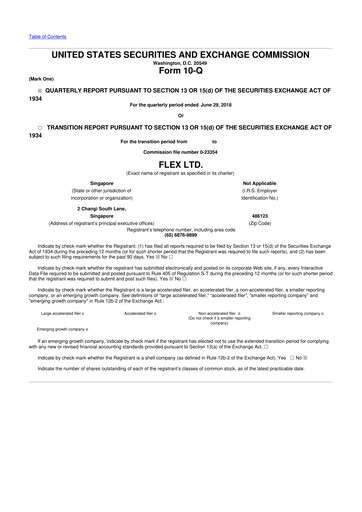 Thumbnail Flex 10-Q Quarterly Report FY2019 