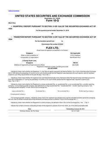 Thumbnail Flex 10-Q Quarterly Report FY2019 