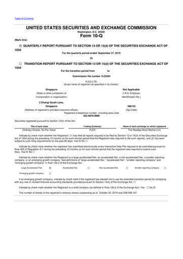 Thumbnail Flex 10-Q Quarterly Report FY2020 