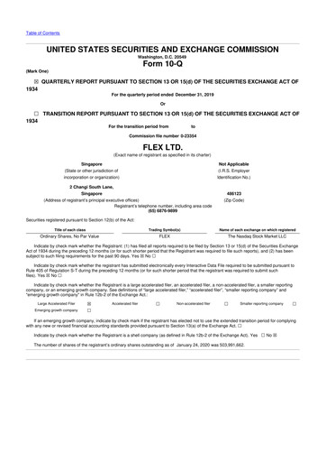 Thumbnail Flex 10-Q Quarterly Report FY2020 