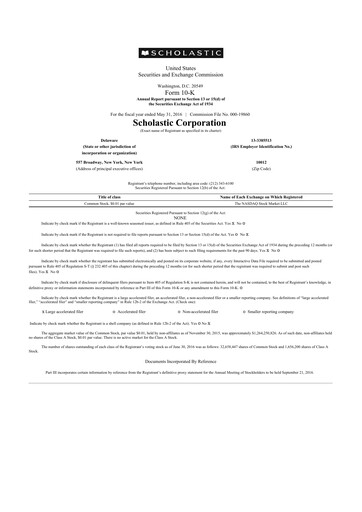 Thumbnail Scholastic 10-K Annual Report 2016