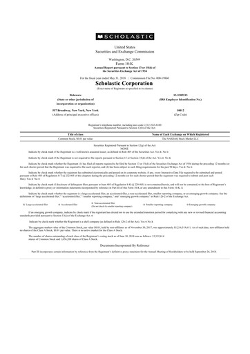 Thumbnail Scholastic 10-K Annual Report 2018