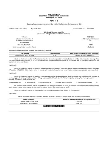 Thumbnail Scholastic 10-Q Quarterly Report FY2020 