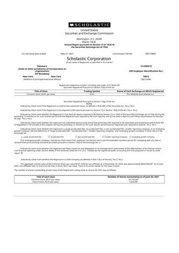 Thumbnail Scholastic 10-K Annual Report 2021