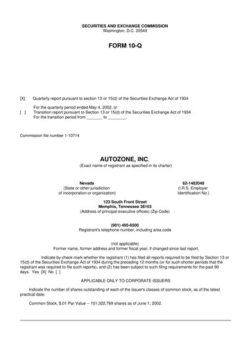 Thumbnail AutoZone 10-Q Quarterly Report FY 