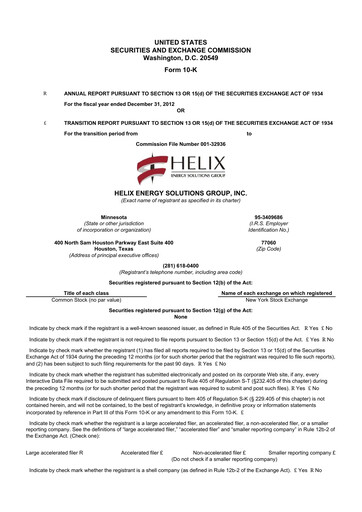 Thumbnail Helix Energy Solutions 10-K Annual Report 2012
