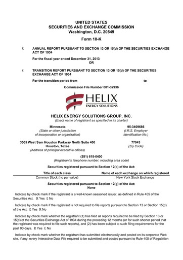 Thumbnail Helix Energy Solutions 10-K Annual Report 2013