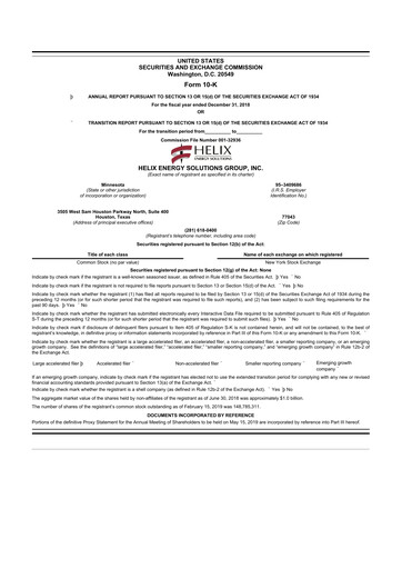 Thumbnail Helix Energy Solutions 10-K Annual Report 2018