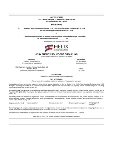 Thumbnail Helix Energy Solutions 10-Q Quarterly Report FY2019 