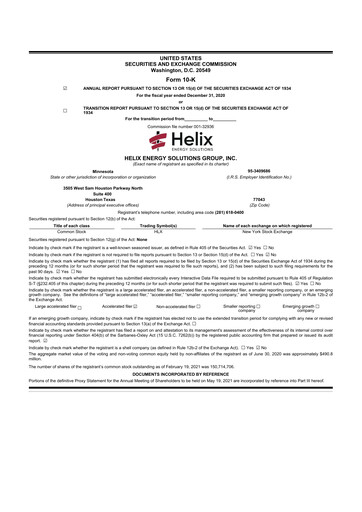 Thumbnail Helix Energy Solutions 10-K Annual Report 2020