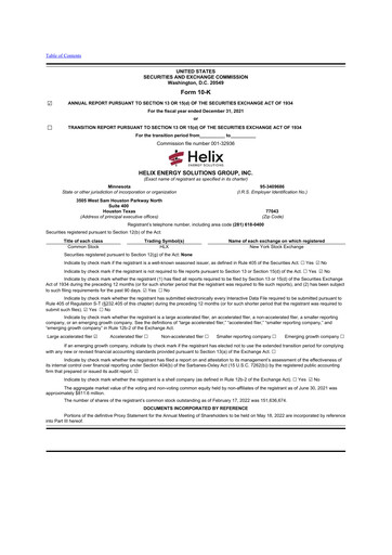 Thumbnail Helix Energy Solutions 10-K Annual Report 2021