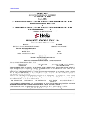 Thumbnail Helix Energy Solutions 10-Q Quarterly Report FY2022 
