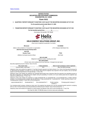 Thumbnail Helix Energy Solutions 10-Q Quarterly Report FY 