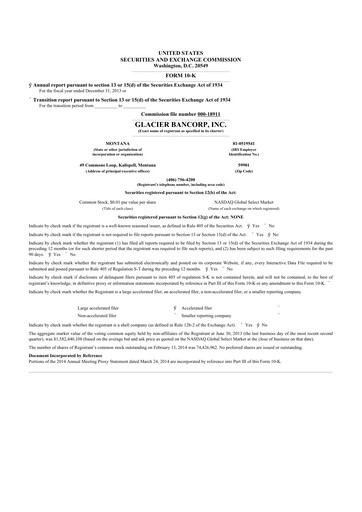 Thumbnail Glacier Bancorp
 10-K Annual Report 2013