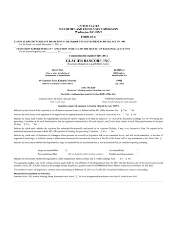 Thumbnail Glacier Bancorp
 10-K Annual Report 2014