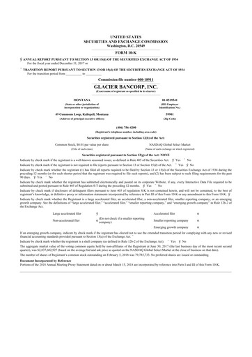 Thumbnail Glacier Bancorp
 10-K Annual Report 2017