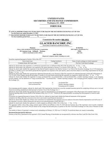 Thumbnail Glacier Bancorp
 10-K Annual Report 2023