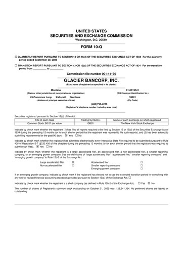 Miniature Glacier Bancorp
 10-Q Rapport trimestriel 2025 