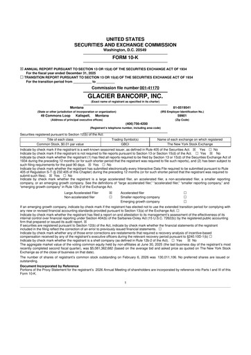 Miniature Glacier Bancorp
 10-K Rapport annuel 2025