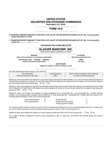 Thumbnail Glacier Bancorp
 10-Q Quarterly Report FY2026 