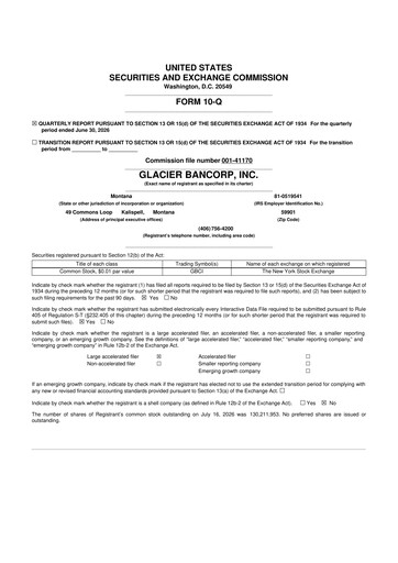 Thumbnail Glacier Bancorp
 10-Q Quarterly Report FY2026 