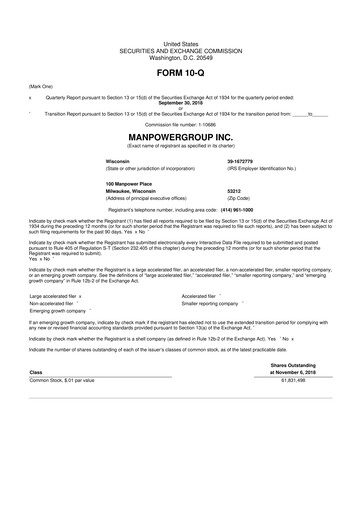 Thumbnail ManpowerGroup 10-Q Quarterly Report FY2018 