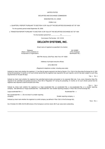 Thumbnail Delcath Systems 10-Q Quarterly Report FY 