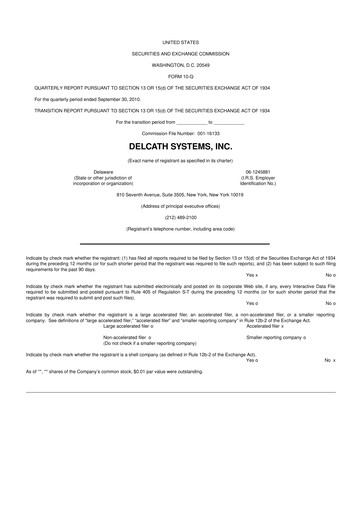 Thumbnail Delcath Systems 10-Q Quarterly Report FY 