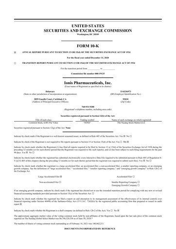 Thumbnail Ionis Pharmaceuticals
 10-K Annual Report 2020