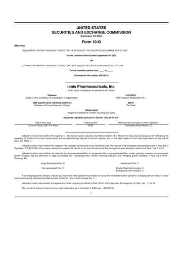 Thumbnail Ionis Pharmaceuticals
 10-Q Quarterly Report FY2022 