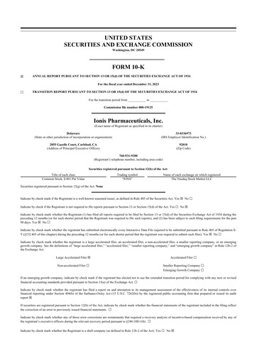 Thumbnail Ionis Pharmaceuticals
 10-K Annual Report 2023