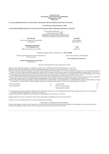 Thumbnail Sterling Infrastructure 10-K Annual Report 2018