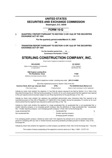 Thumbnail Sterling Infrastructure 10-Q Quarterly Report FY2020 