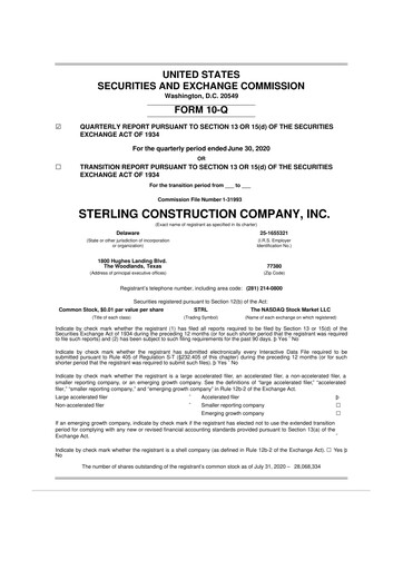 Thumbnail Sterling Infrastructure 10-Q Quarterly Report FY2020 