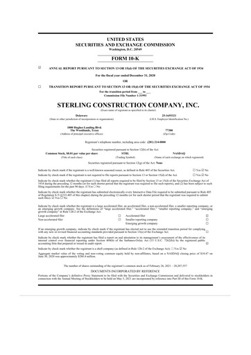 Thumbnail Sterling Infrastructure 10-K Annual Report 2020