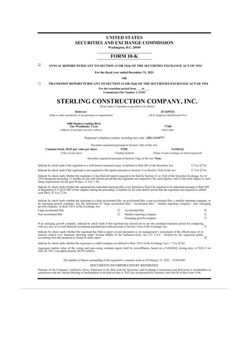 Thumbnail Sterling Infrastructure 10-K Annual Report 2021