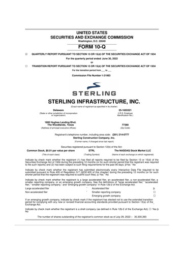 Thumbnail Sterling Infrastructure 10-Q Quarterly Report FY2022 
